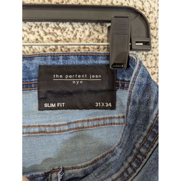 The Perfect Jean NYC Men 31x32 (Tag 31x34) Blue Slim Fit Stretch Denim - Picture 7 of 9